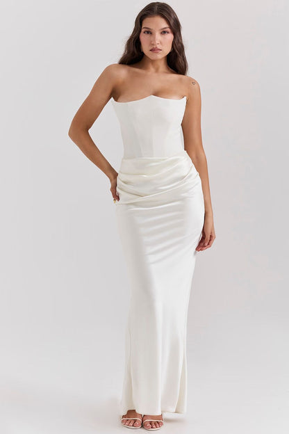 Persephone jade strapless corset maxi dress