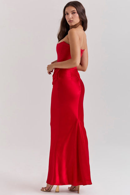 Persephone jade strapless corset maxi dress