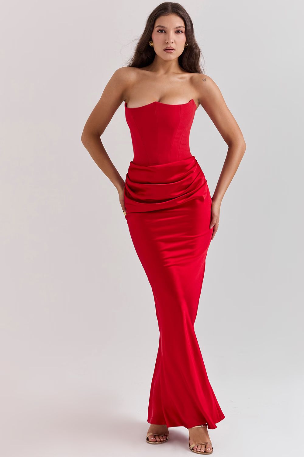 Persephone jade strapless corset maxi dress