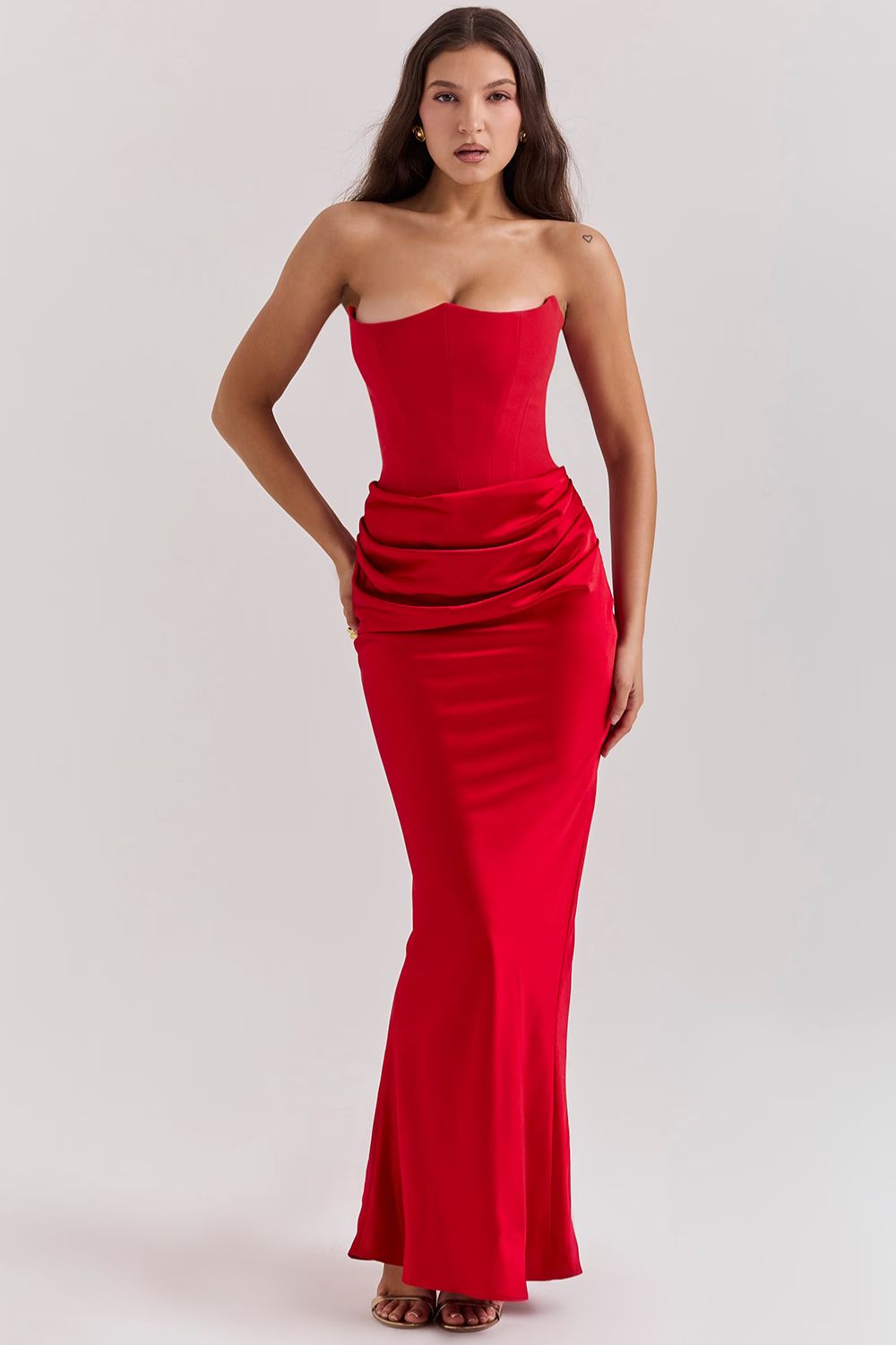 Persephone jade strapless corset maxi dress
