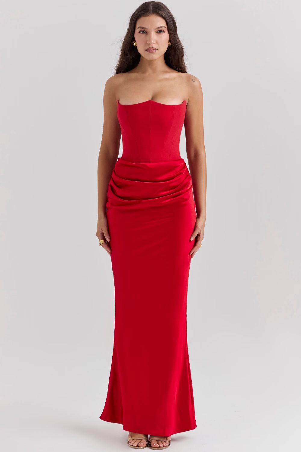 Persephone jade strapless corset maxi dress