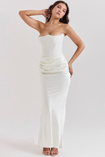 Persephone jade strapless corset maxi dress