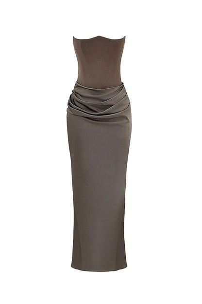 Persephone jade strapless corset maxi dress