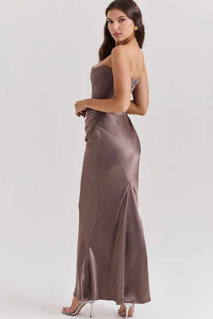Persephone jade strapless corset maxi dress