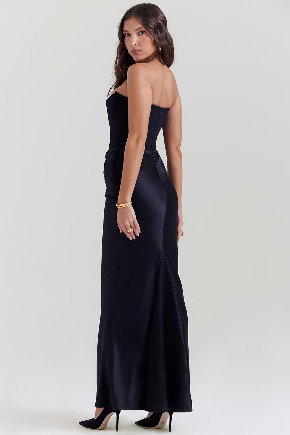 Persephone jade strapless corset maxi dress