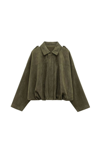 FAUX SUEDE BOMBER JACKET