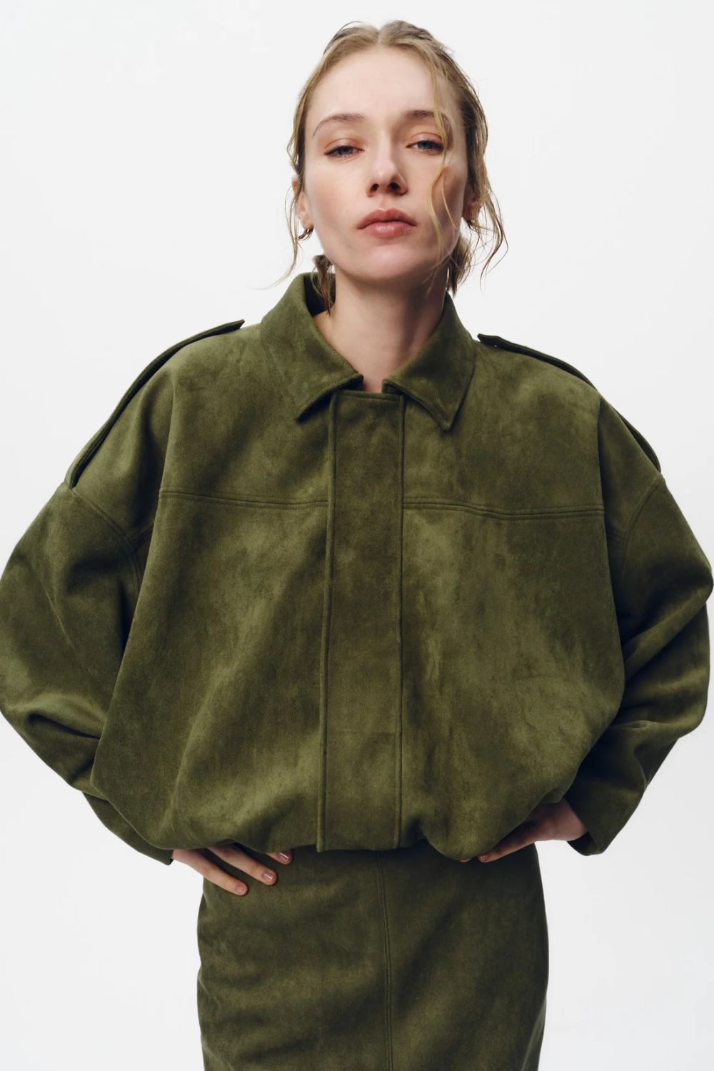 FAUX SUEDE BOMBER JACKET