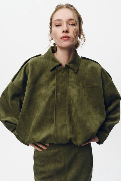 FAUX SUEDE BOMBER JACKET