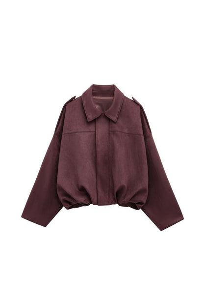 FAUX SUEDE BOMBER JACKET