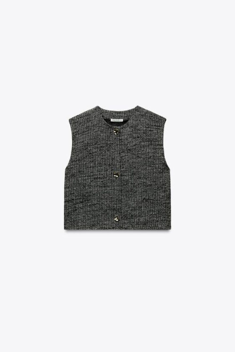 TEXTURED BUTTON WAISTCOAT TOP