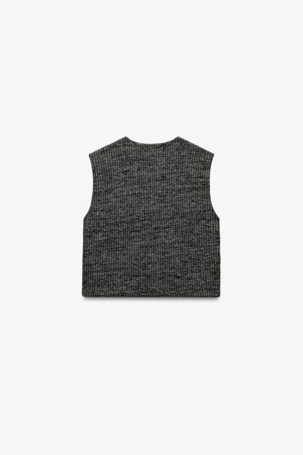 TEXTURED BUTTON WAISTCOAT TOP