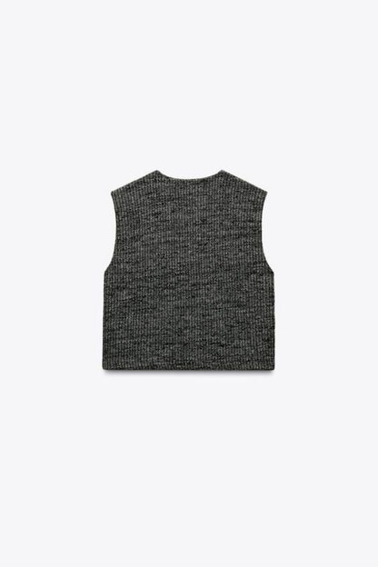TEXTURED BUTTON WAISTCOAT TOP