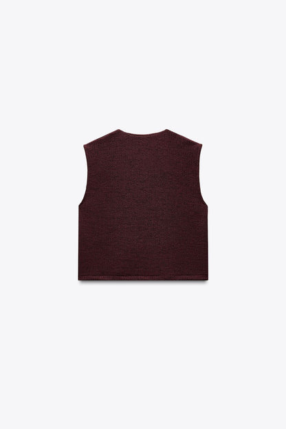 TEXTURED BUTTON WAISTCOAT TOP