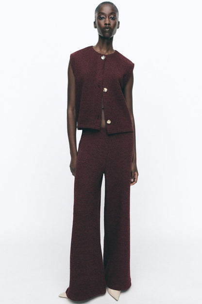 TEXTURED BUTTON WAISTCOAT TOP